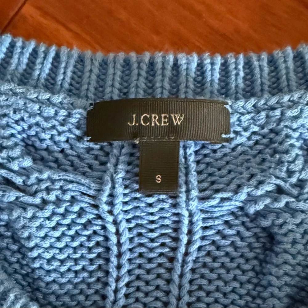 J.Crew Cable Knit Sweater SZ S Periwinkle Blue 100% Cotton Chunky Pullover - Picture 4 of 7